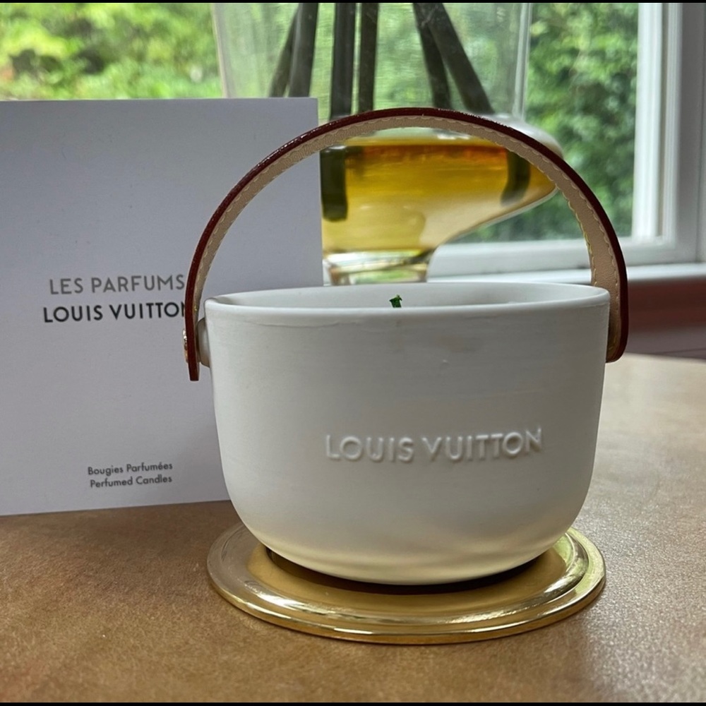 NEW Louis Vuitton “L' Air du Jardin Candle" FRAGRANCE Leather Handle/Brass Cover
